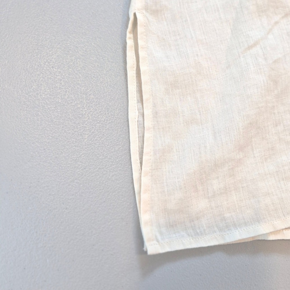 BritishIndia Classics 100%‎ Linen Tunic Blouse 13 L Cream Embroidered Resortwear - Picture 9 of 11